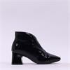Wonders V Cut Pointed Block Heel Boot - Black Patent